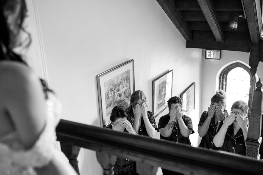 bridemaids seeing bride for the first time