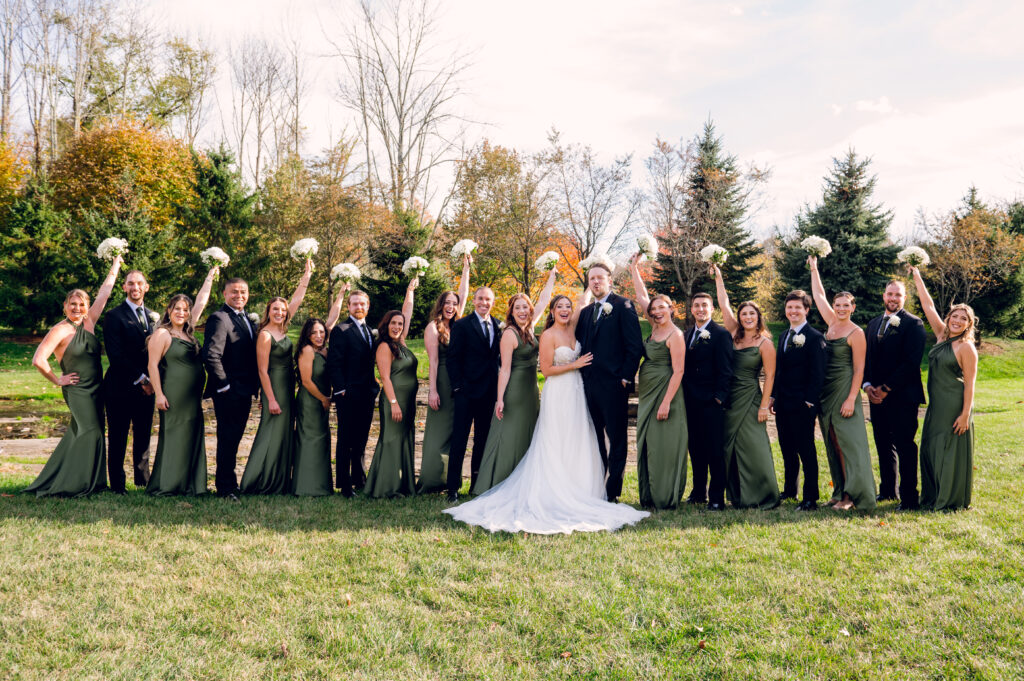 bridal party yelling while standing next to each other